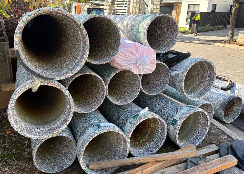 Recycled plastic piping from The Green Pipe.