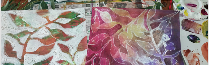 Artwork by artists Vicki Mau and Michelle Kreig