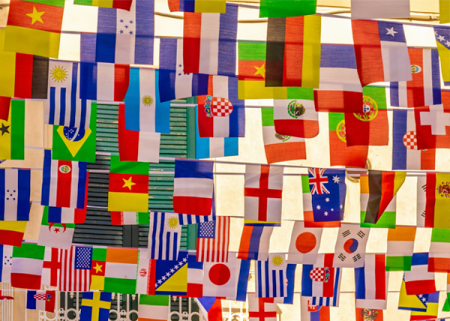 Bunting flags from many different countries.
