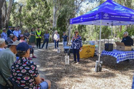 Mayor Jill Whittaker speaking at the Fourth Creek Morialta Parri Trail Project Launch