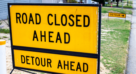 Road Closed street sign.