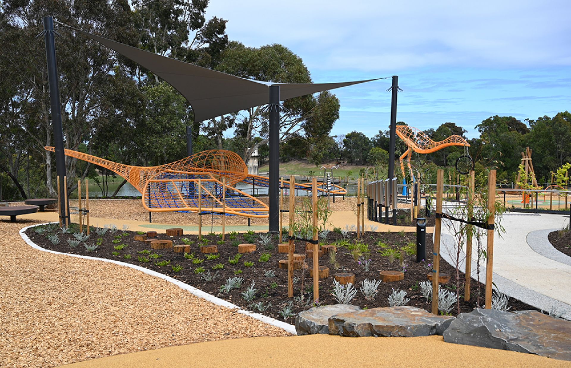 Thorndon Park Playground - Climbing structure and percussion play
