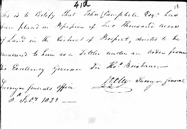  Colonial Secretary&rsquo;s Papers (1822) Excerpt mentioning John Campbell.