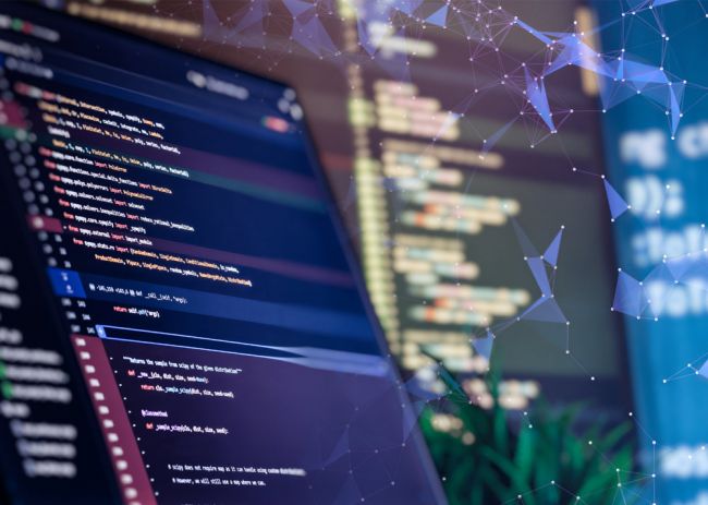 Coding on a computer screen.