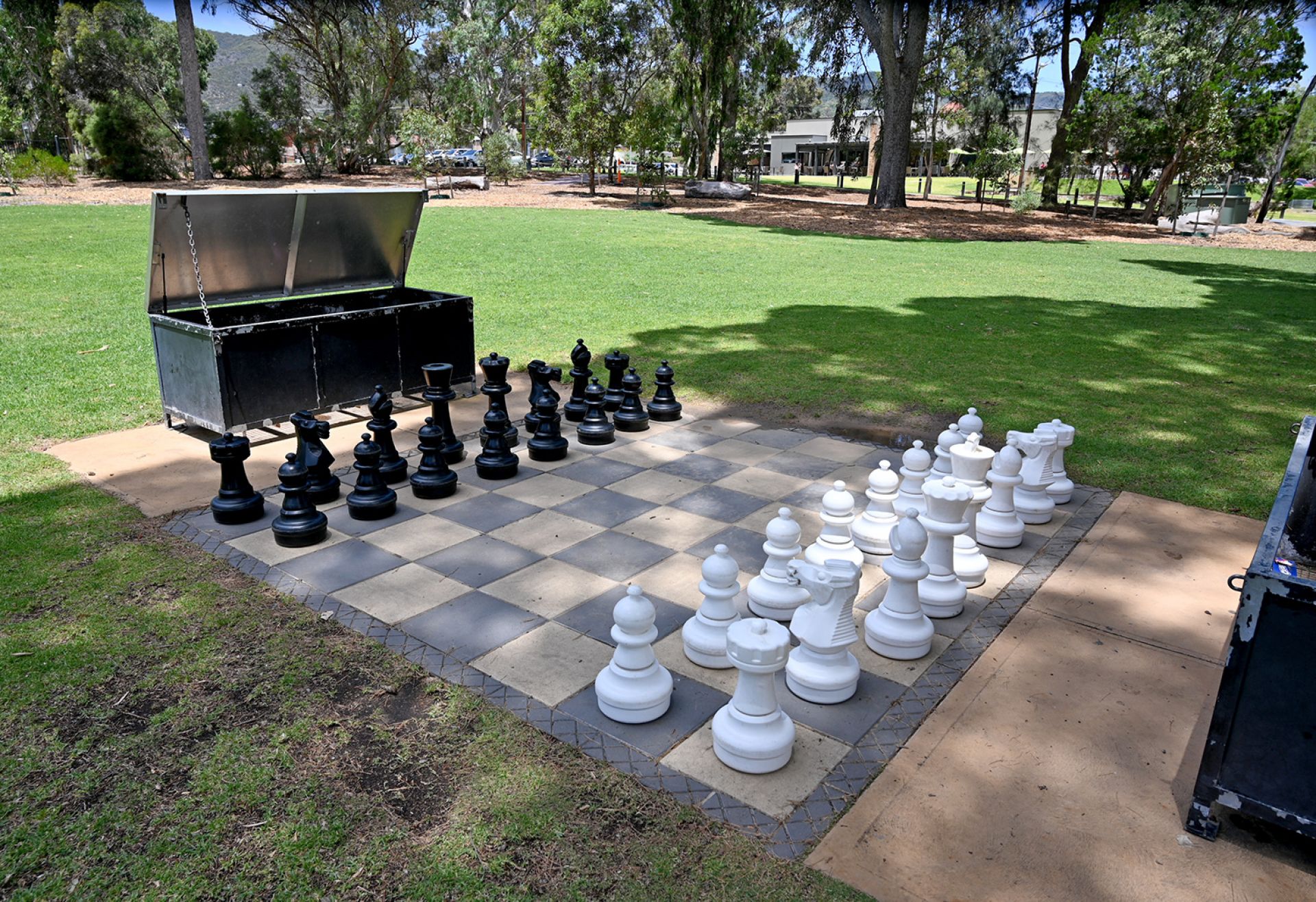 Photo of giant chess set at Thorndon Park