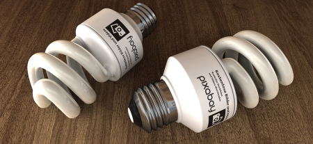 Two energy saving light globes.