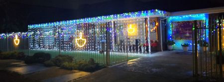 A home decorated with Diwali lights