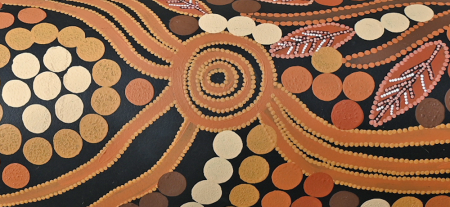 An Aboriginal dot painting.