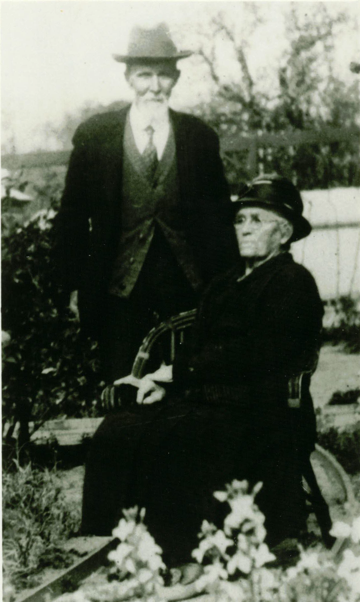 A black and white photograph of migrants Thomas and Hannah Taylor.